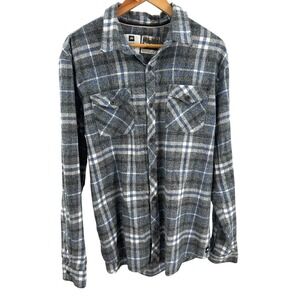 AG Design Unlikely Futures XL Gray Blue Plaid Flannel Long Sleeve‎ Shirt